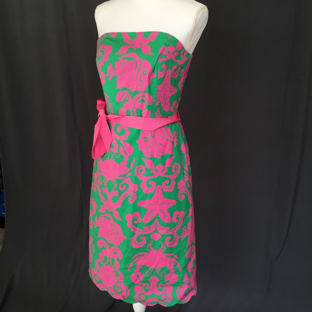Strapless Lilly Pulitzer Dress with Scalloped Hem